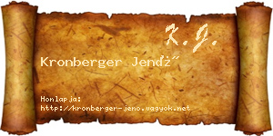 Kronberger Jenő névjegykártya